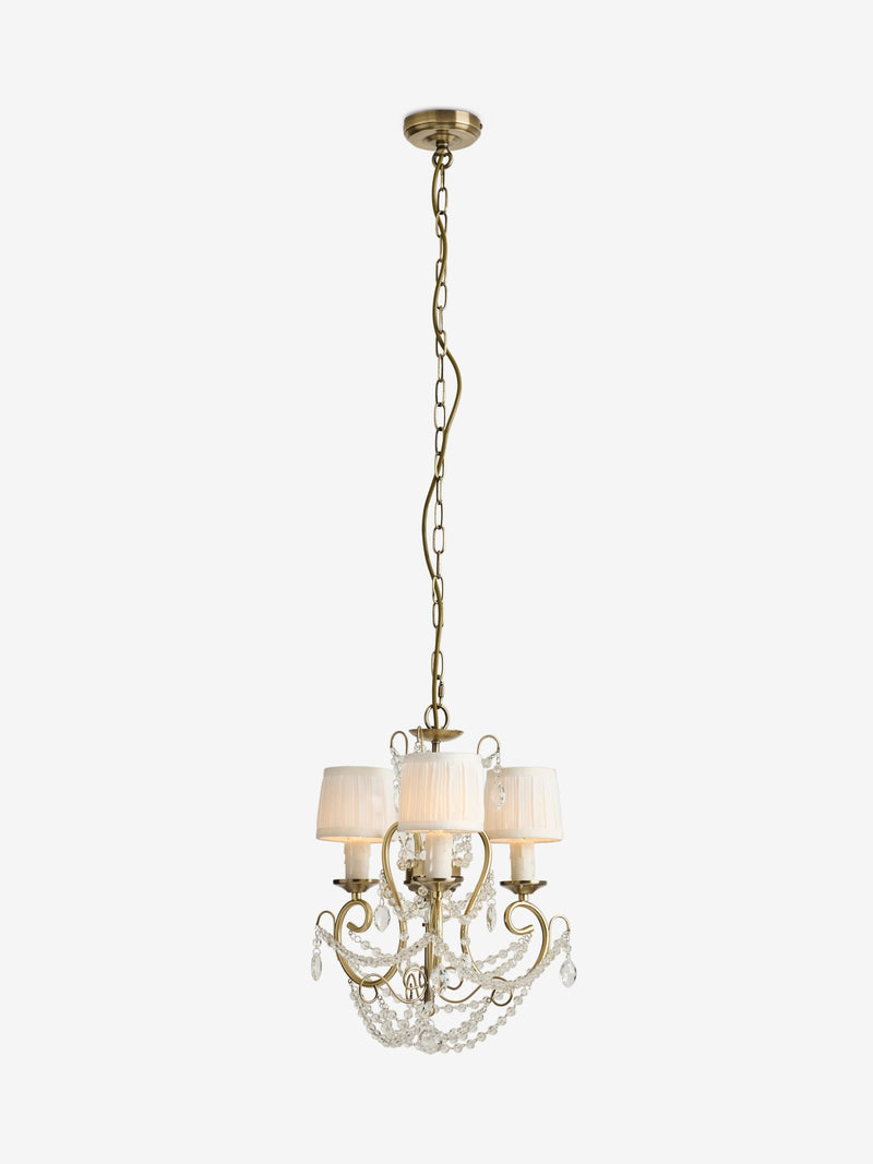 Shabby Chic Phoebe Messing 3-Licht-Kronleuchter (britische Marke)