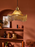 Laurence Llewelyn-Bowen Speakeasy fringe pendant light amber glass 33cm - British product