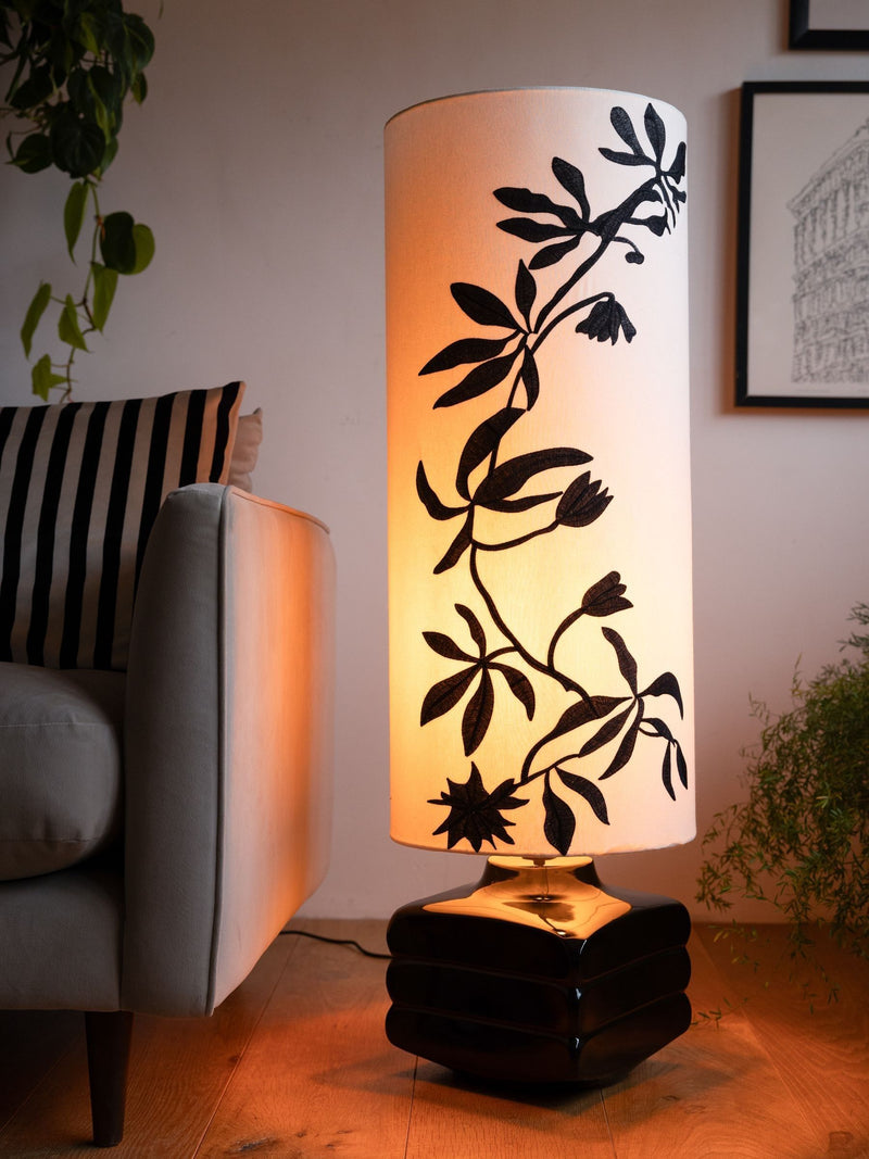 Rockett St George floor lamp black/white floral silhouette, UK version