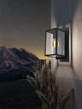 Next Eglo Budrone Black Modern Steel & Glass Outdoor Wall Light- Buy online at McGrocer