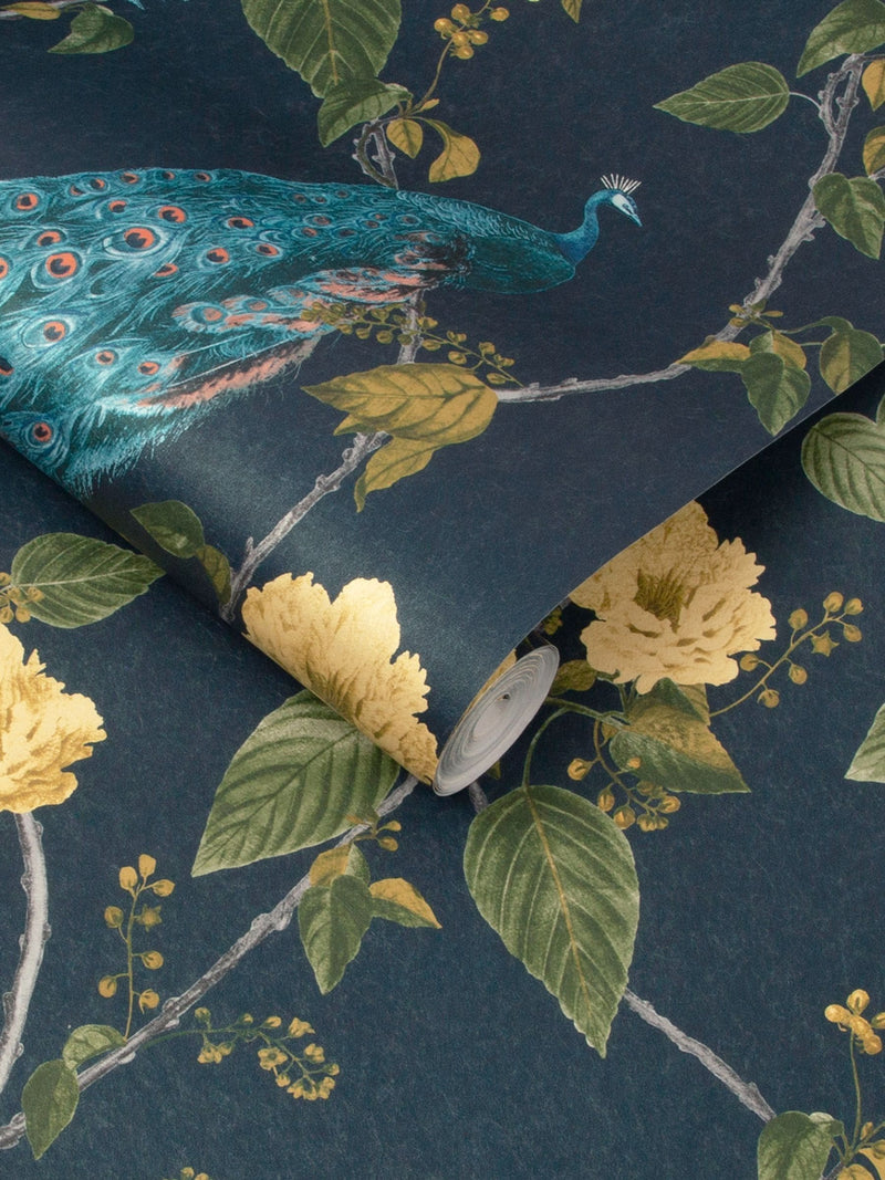 Graham & Brown Navy Resplendence wallpaper sample A4 (British brand)