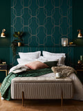 Graham & Brown Palais wallpaper sample Green and Gold A4, UK version
