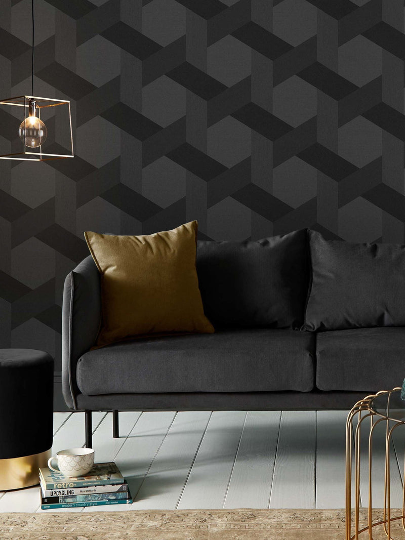 Graham & Brown wallpaper sample Fractal Grey A4, imported from the UK