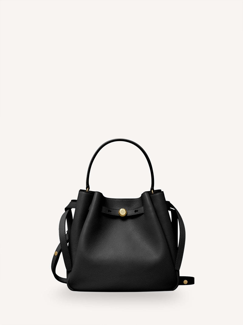 Tory Burch black Romy pebbled bucket bag small (British brand)