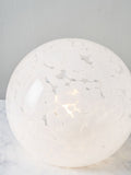 Pacific white speckled glass spherical table lamp (British brand)