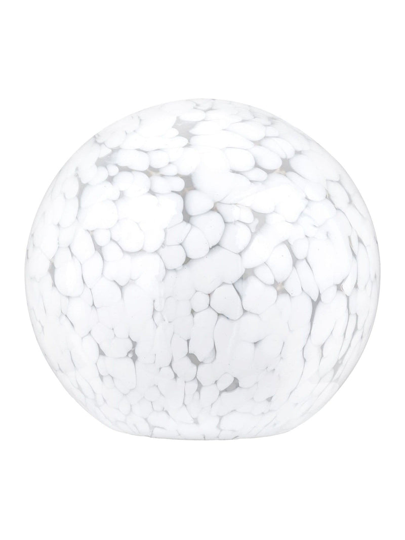 Pacific white speckled glass spherical table lamp (British brand)