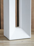 Pacific white ceramic tall table lamp linen shade, imported from the UK