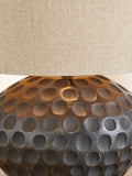 Mango wood lamp antique black linen shade, imported from the UK