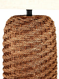 Brown seagrass table lamp with linen lampshade 55cm, UK version