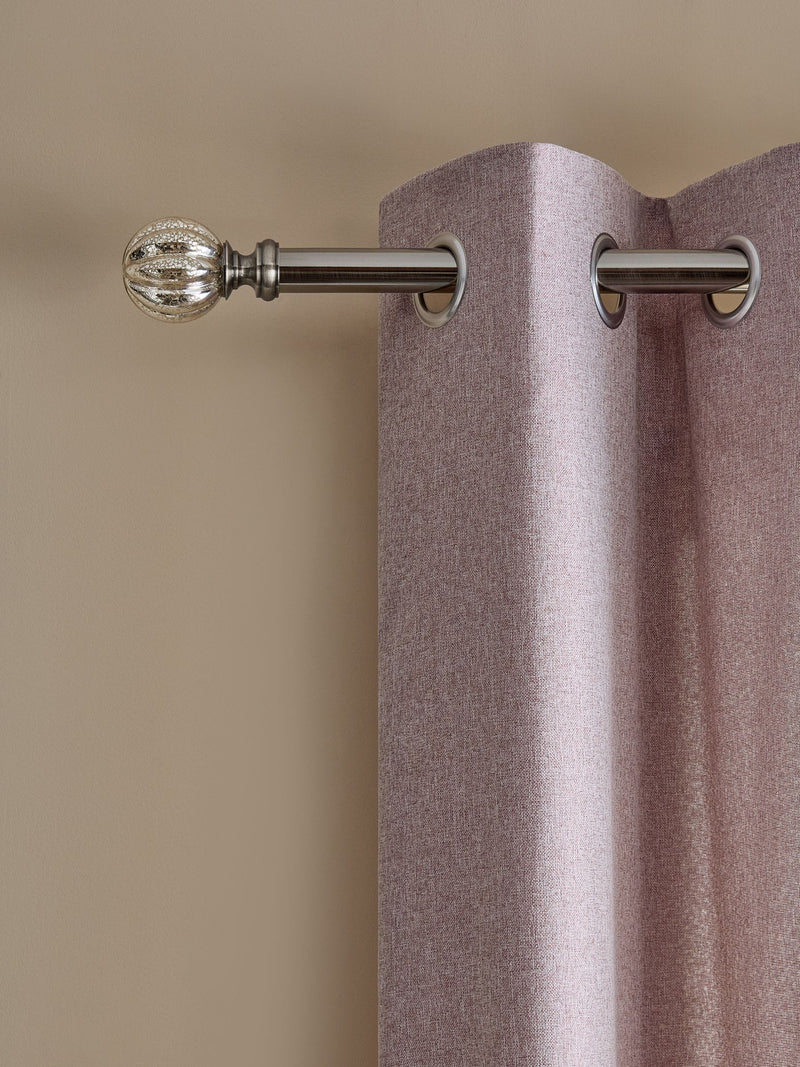 Extendable curtain pole kit pewter grey mercury glass finials, UK version