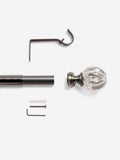 Extendable curtain pole kit pewter grey mercury glass finials, UK version