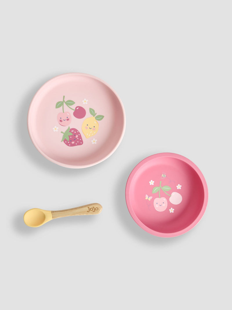 JoJo Maman Bébé printed silicone mealtime set for toddler weaning, UK version