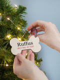 Jonnys Sister personalised dog bone Christmas tree decoration, imported from the UK