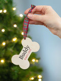 Jonnys Sister personalised dog bone Christmas tree decoration, imported from the UK