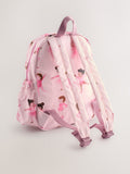 Ballet print pink backpack 35cm recycled polyester school bag (British brand)