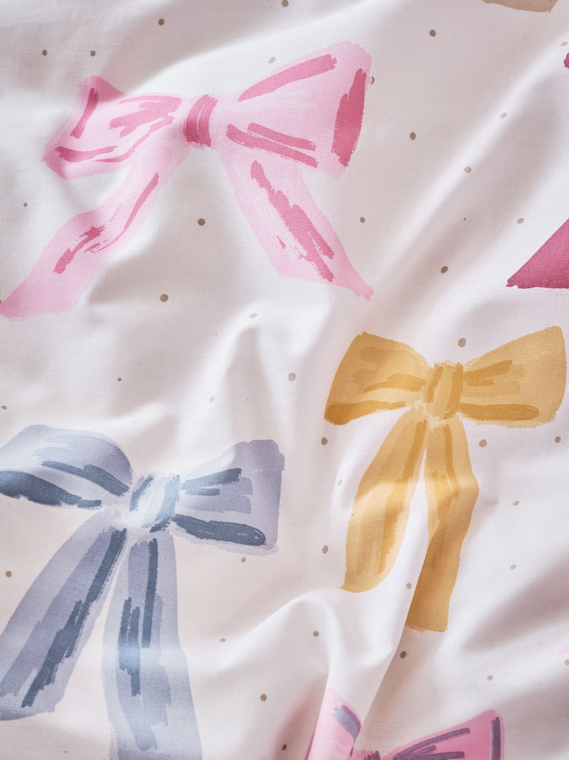 Multicolour bows reversible duvet cover and pillowcase set, imported from the UK