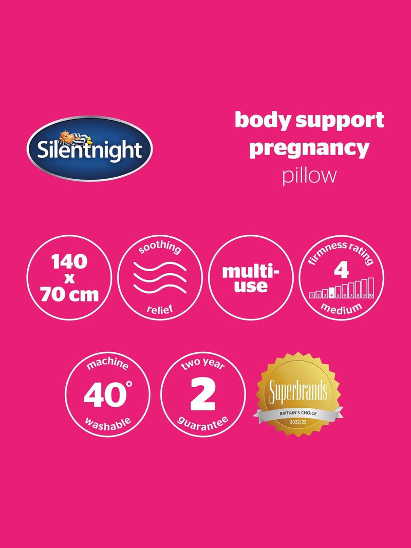 Silentnight Medium Grey Pregnancy Body Support Pillow 140x170cm (British brand)