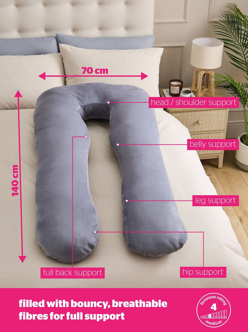 Silentnight Medium Grey Pregnancy Body Support Pillow 140x170cm (British brand)