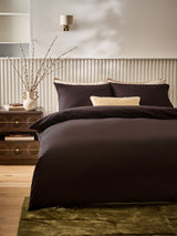 Chocolate Brown Cotton Rich Plain Duvet Cover and Pillowcase Set