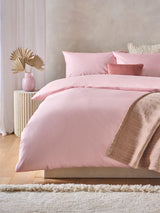 Next Blush Pink Cotton Rich Plain Duvet Cover and Pillowcase Set- Buy online at McGrocer