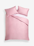 Pink box pleat duvet cover and pillowcase set with 200 thread count cotton, imported from the UK