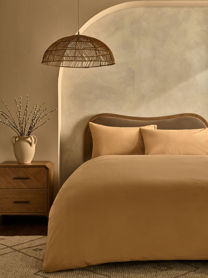 Caramel Brown Duvet Cover and Pillowcase Set - British product