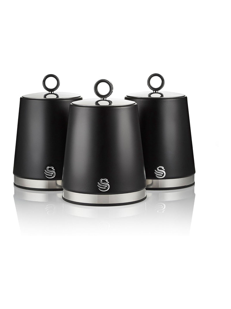 Swan Black Serenity storage canisters 1.3L (British brand)