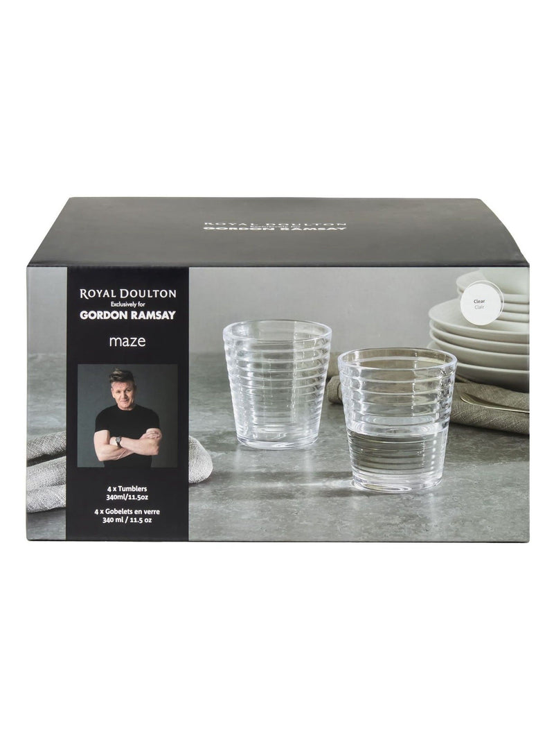 Royal Doulton Clear Maze Tumblers Set of 4, imported from the UK