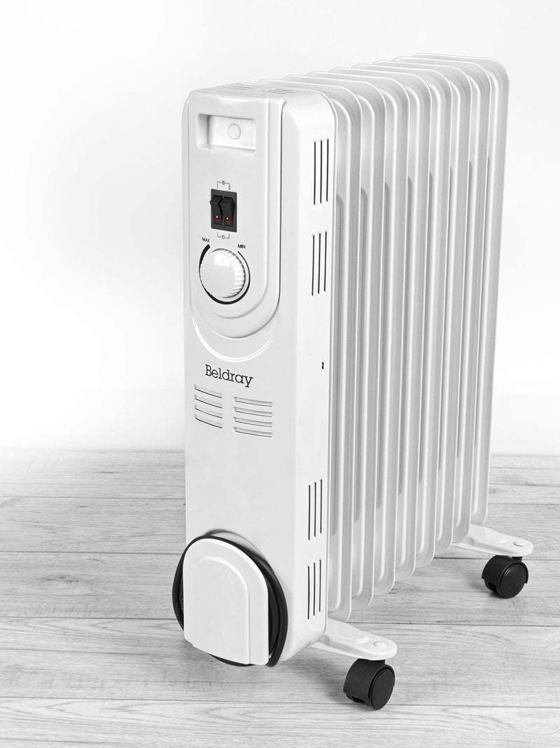 Beldray white 9 fin oil radiator, imported from the UK
