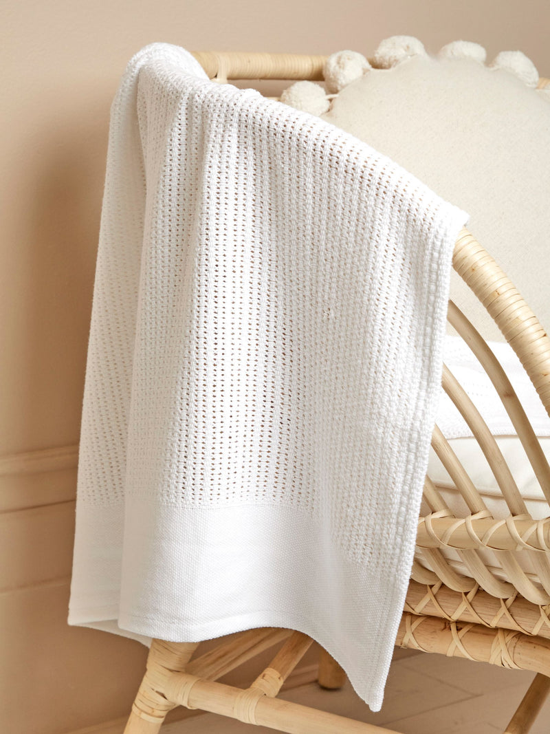 JoJo Maman Bébé personalised woven cellular blanket 75x90cm, imported from the UK