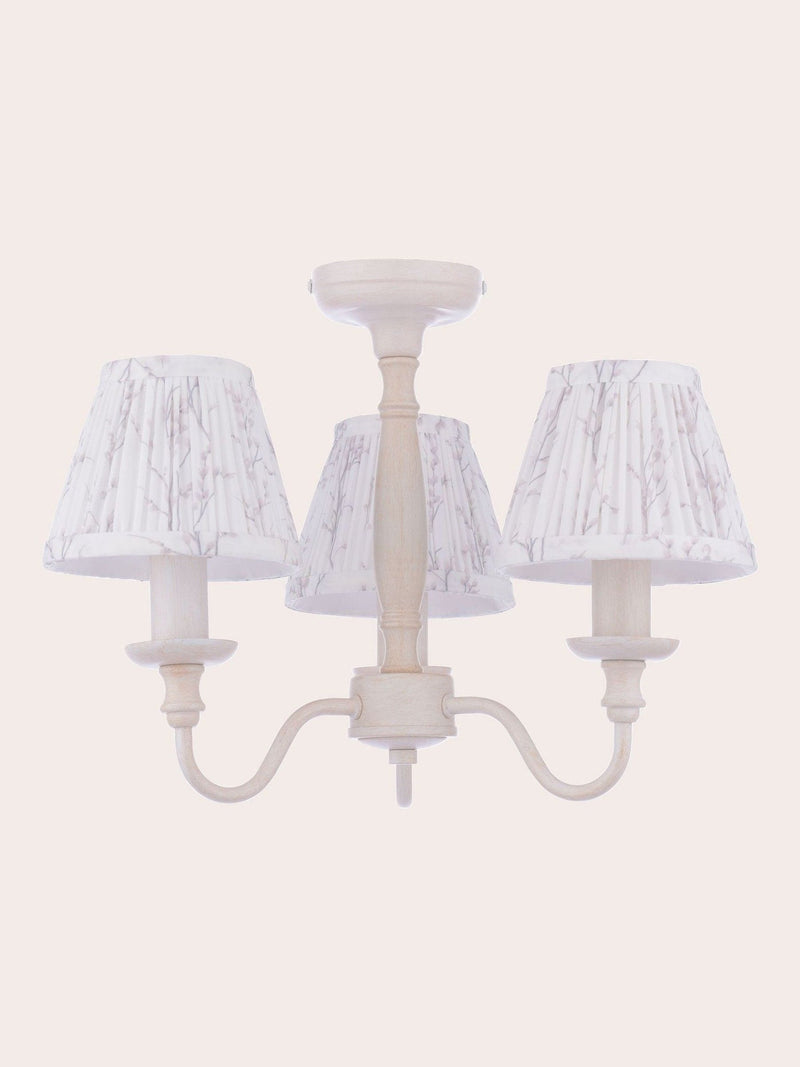 Laura Ashley white pussy willow 3 light semi flush ceiling light - British product