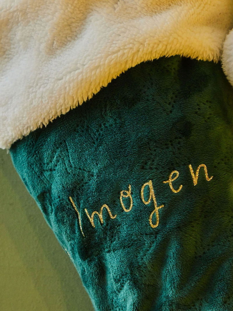 Personalised Name Green Velvet Stockings by My 1st Years