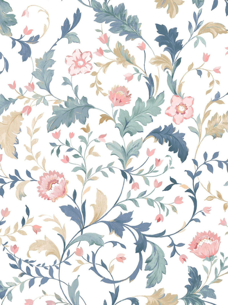 Laura Ashley Blue Litton wallpaper in arts and crafts style - British product