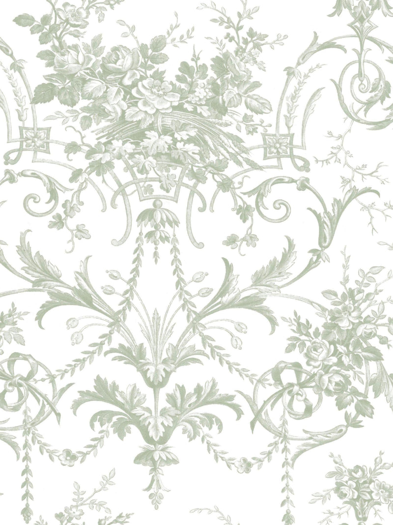 Laura Ashley Tuileries green wallpaper 10m roll, UK version