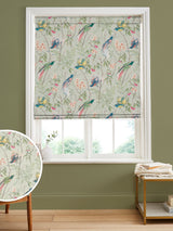 Next Graham & Brown Sage Green Clavering Birds Made to Measure 100% Cotton Roman Blind- Buy online at McGrocer