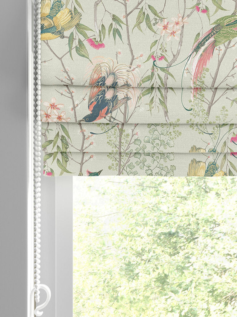 Graham & Brown Clavering Birds sage green roman blind, UK version