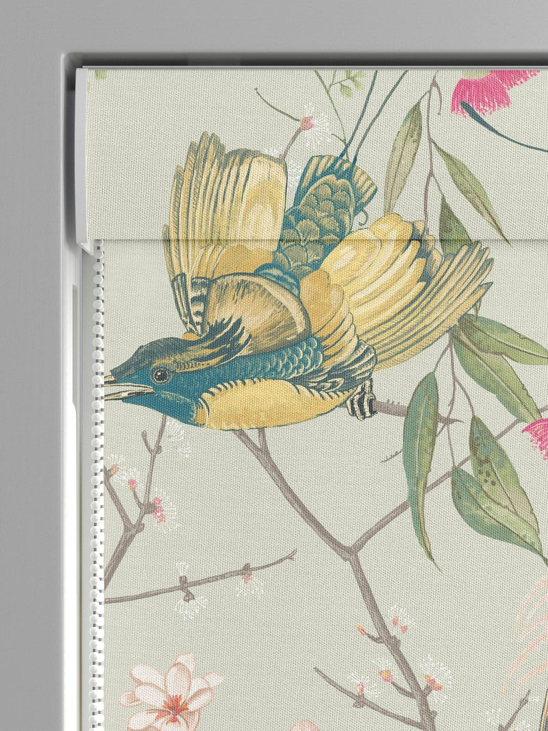 Graham & Brown Clavering Birds sage green roman blind, UK version