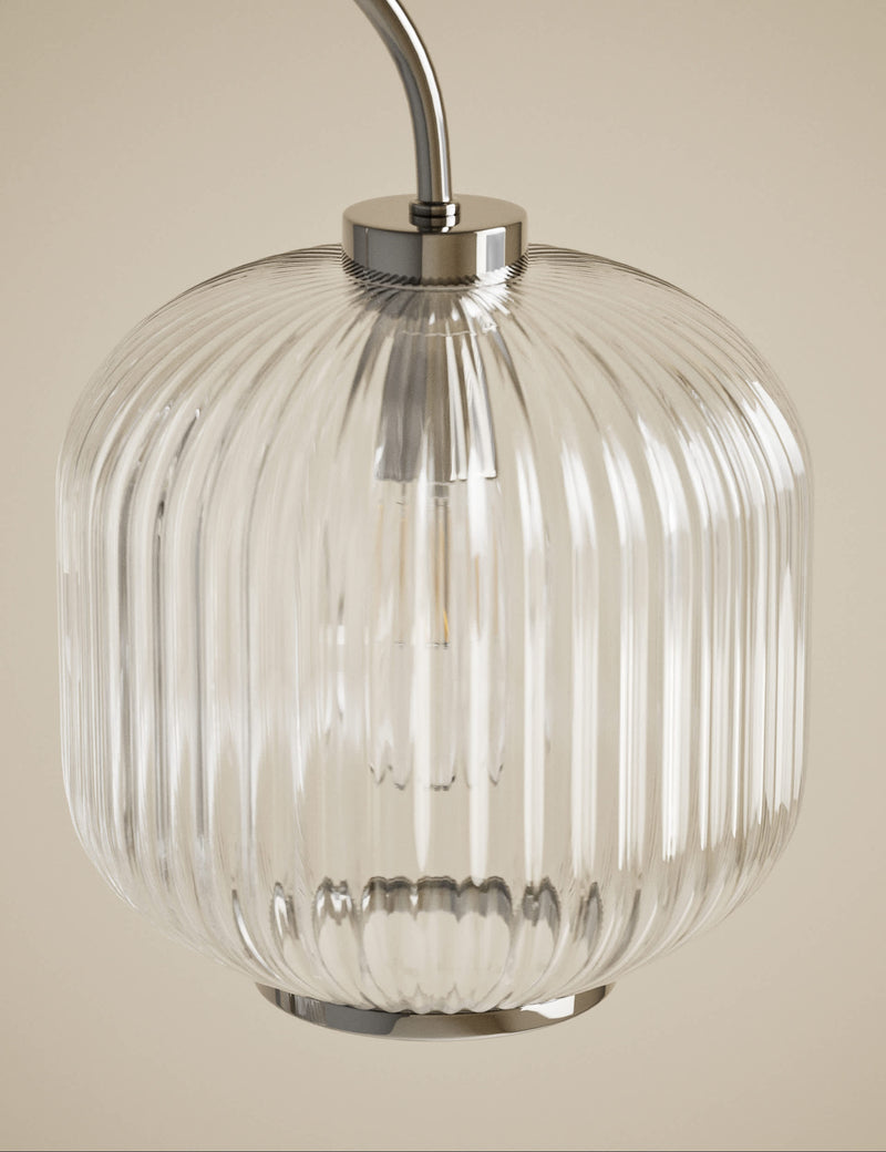 Amelia ridged floor lamp with polished chrome finish, UK version