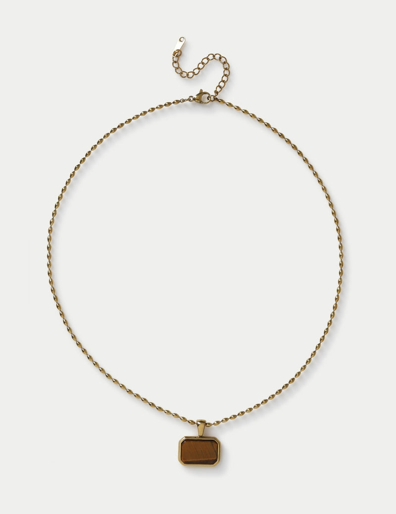 AUTOGRAPH pendant necklace with stainless steel and natural stone - British product