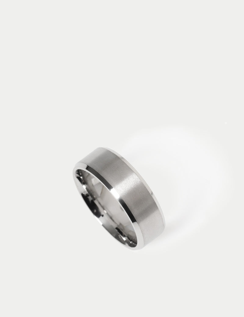 Stainless steel brushed band ring, UK style - British product