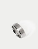Stainless steel brushed band ring, UK style - British product