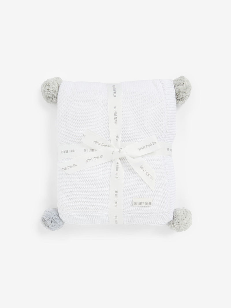 The Little Tailor pink pom pom plush lined baby blanket, UK version