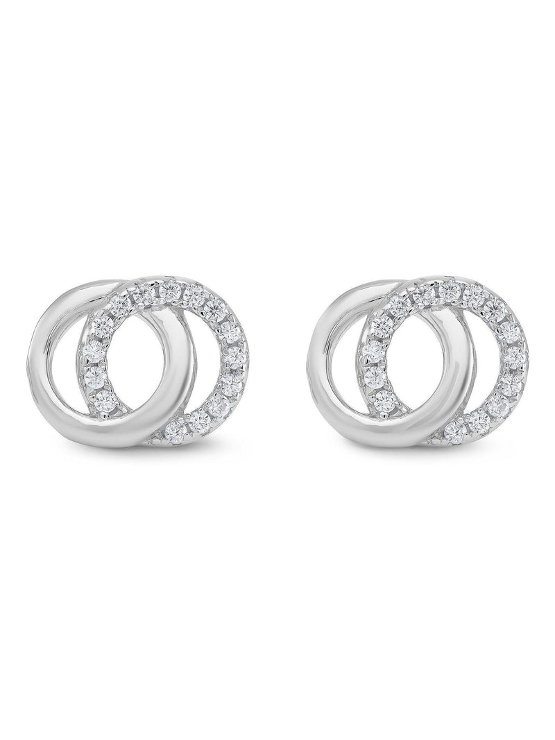 Beaverbrooks double circle cubic zirconia stud earrings 8mm - British product