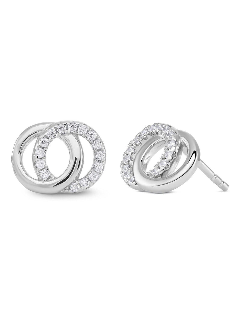 Beaverbrooks double circle cubic zirconia stud earrings 8mm - British product