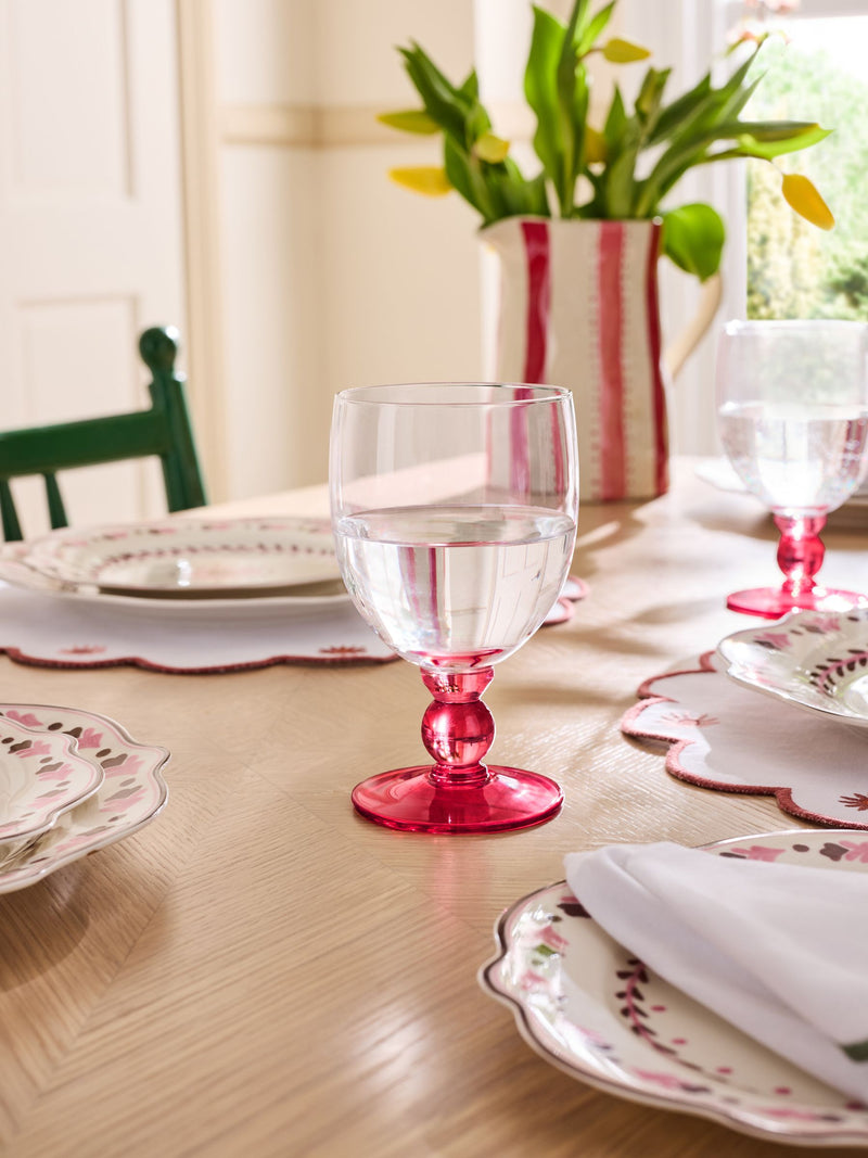 Nina Campbell pink goblet wine glasses set of 4, UK version