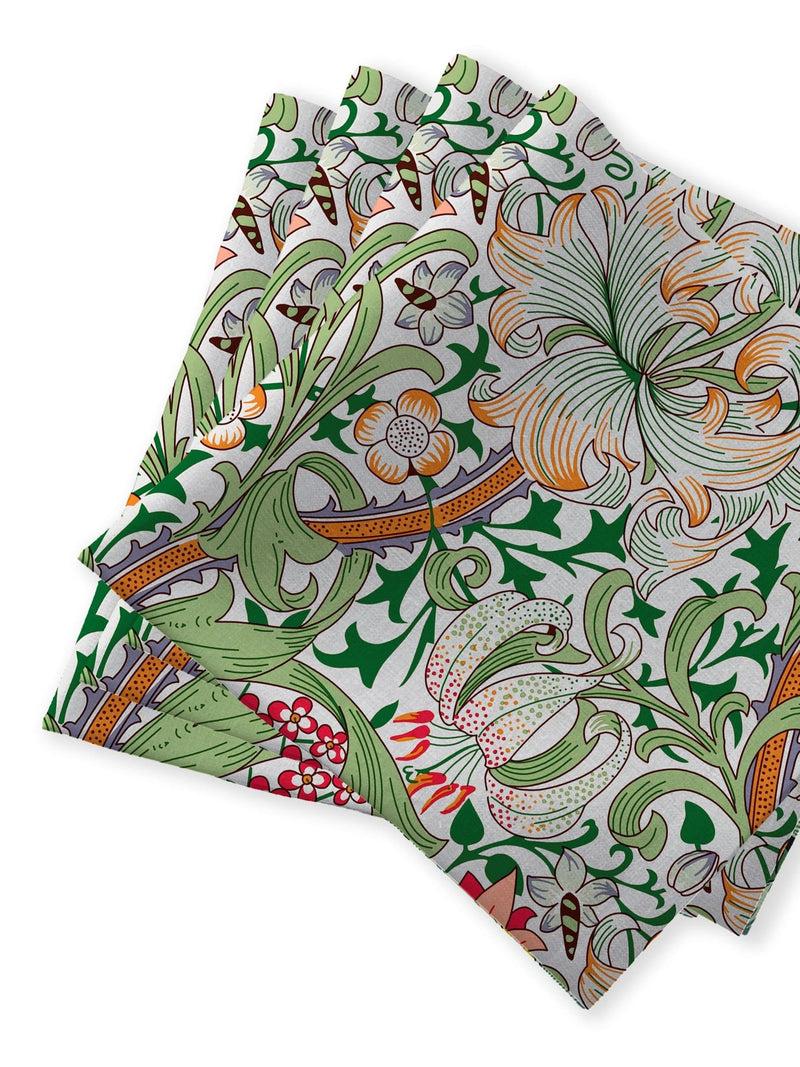 William Morris Gallery Golden Lily Pack of 4 100% Cotton Napkins