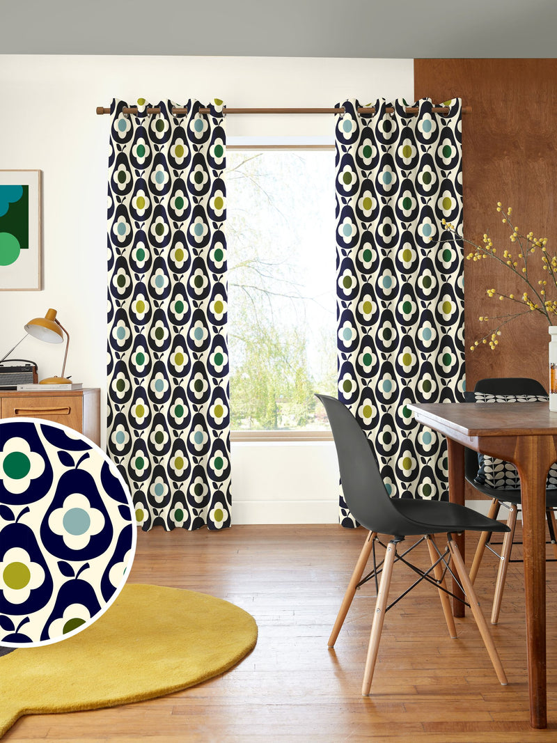Orla Kiely curtains whale blue multi pear, imported from the UK