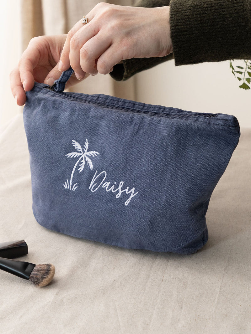 No Ordinary Gift embroidered palm tree travel pouch (British brand)
