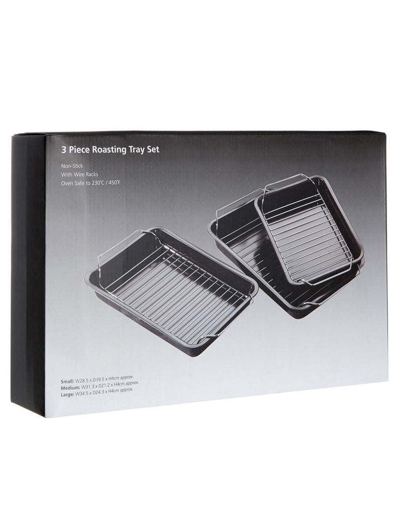 Essentials by Premier black roasting tray set with wire racks - British product