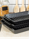 Essentials by Premier black roasting tray set with wire racks - British product